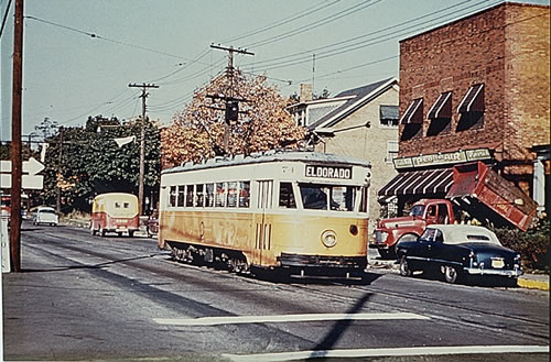 Altoona & Logan Valley Electric Railway streetcar on 6th Avenue approaching 58th Street