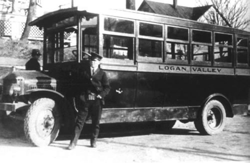 First bus on Altoona & Logan Valley  Electric Railway Fairview route with Driver Herman Darr